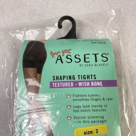 SPANX Assets by Sara Blakely Shaping Tights Women's 2 Black Textured Wish Bone - Picture 2 of 6